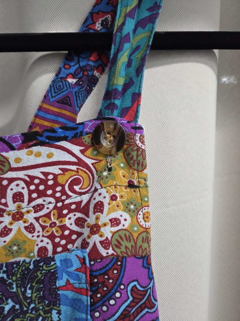 Colorful Patchwork Overalls Vibrant Blue Purple Boho Festival Hippie Size S - Picture 5 of 9